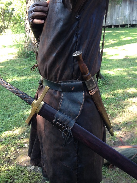 simple rustic sword frog and a close up of part of my jerkin